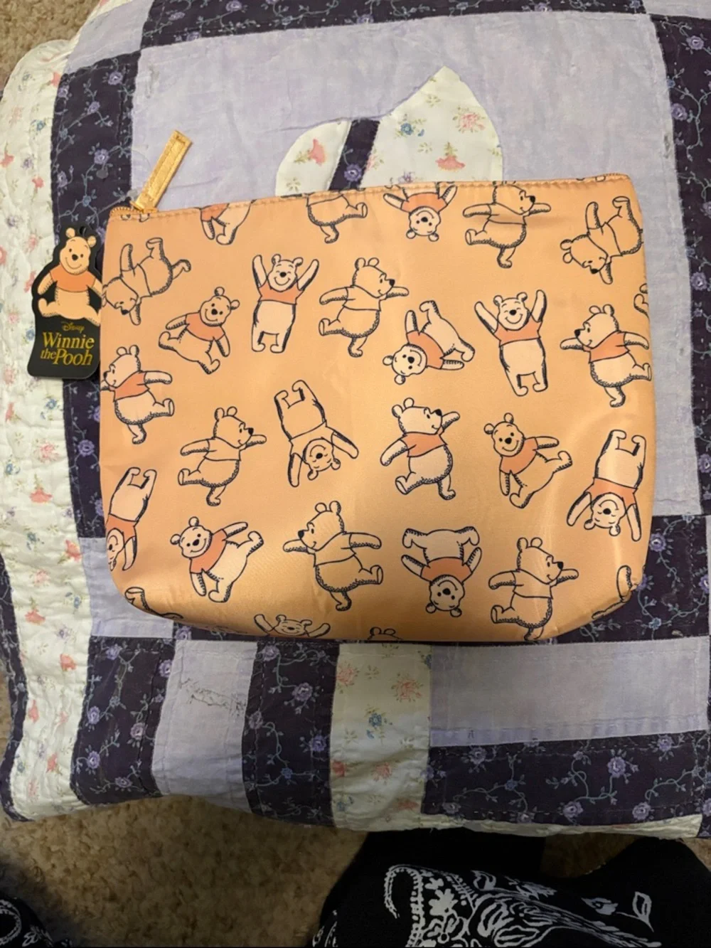 Disney Winnie the Pooh Peach Zip Cosmetic Pouch with Tag